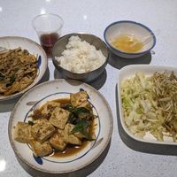 套餐醬燒天貝tempeh set $190 + 塔香豆腐 fragrant tofu $100 at Good Eat Teppanyaki 毅植鐵板料理 in New Taipei City