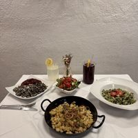 Cheese and chorizo, pesto and sweet Spätzle  at Wohlleben in Vienna