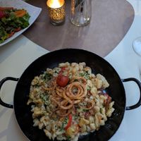 Vegan Cheese and Chorizo Spatzle at Wohlleben in Vienna