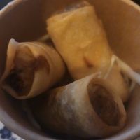 Vegane Frühlingsrollen (unten ist noch etwas Salat) at Ruyo Delivery in Hamburg