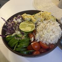Tofu poke bowl  at Healthy Vibes in Doha