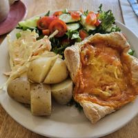 Salad and vegan alternative to quiche at Stained Glass Centre  in Scarborough