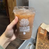 Chai tea latte with oat milk   at Recess Coffee and Roastery in Syracuse