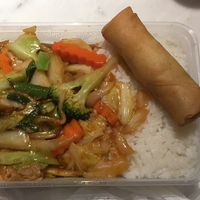 jungle stir fry and spring roll  at Peace Harmony in Sydney