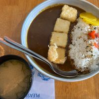 Deep-fried tofu curry with miso soup at Umi  in Toronto