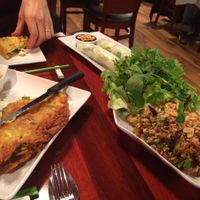 vegan crepe, spring rolls, and fried rice app at Basil Cafe in Appleton