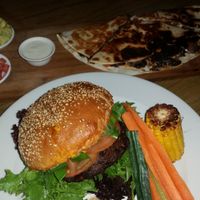 Burger and a enchilada. Both portions very small.  at Plant in Cape Town