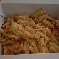 Dirty mac and cheese takeaway. Sauce was very bland and dry at Plant in Cape Town