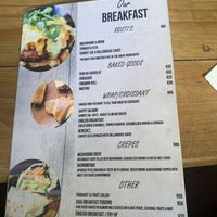 Breakfast menu  at Plant in Cape Town