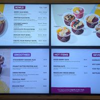 menu at SNA - Sambazon Açaí Bowls - Thomas F. Riley Terminal in Santa Ana