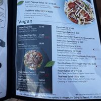 Vegan menu   at Ayara Thai Street Cafe in St Augustine