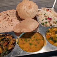 King of Thali (plus a samosa that didn't make the photo) at Acharya Rooftop Restaurant & Guest House  in Jodhpur