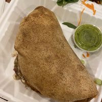 Burrito with huge salad - can choose from sweet potato or nachos  at Green Leaf in Framingham