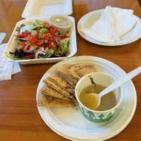 Sea soup and “side” saladd  at Green Leaf in Framingham