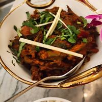 My partner loves okra, ordered Bhindi Masala entree spicy comes with rice, he was happy but couldn't finish portions are huge! at Red Chilli  in Jackson Heights