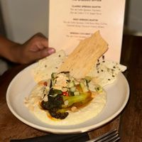 Hummus with charred brocoli at KMC Bar & Bistro in Mumbai