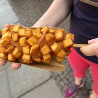 Vegan corndog with potatoes   at Basasak Korean Corndog  in Leipzig
