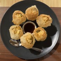 Vegan Pani Puri Shot (pani is in mini glasses below the puri)  at Masala Bites in Tokyo
