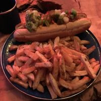 I forget which hot dog this was but it was vegan haha at The Black Lodge - Kingsway in Vancouver