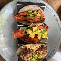 Selection of vegan tacos   at Taquería Sin Nombre in Mexico City