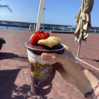 Acai with granola, chia pudding, coconut flakes, passion fruit, banana and strawberry   at Oakberry in Funchal