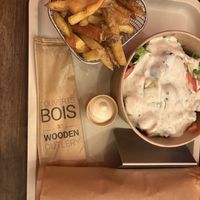 Salad and seitan kebab  at KVB in Montpellier