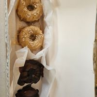 Maple vanilla and double chocolate donuts at Parlor Doughnuts in Bolingbrook