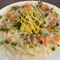 Vegan raw somen with olive oil. at Umagenamon in Shodo Island
