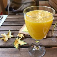 Pineapple orange juice at Rawcha in Prague