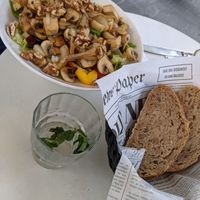 Warm mushroom tofu salad at Alma Cafe in Tel Aviv