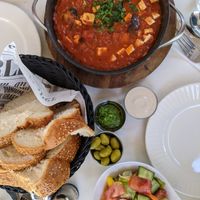 Vegan shakshuka breakfast for 2 at Alma Cafe in Tel Aviv