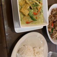 Green curry— vegan upon request  at Thai Flavors in Iowa City