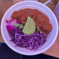 Some bowl with meatballs (forgot the name sorry 😅)  at Vegan Foodie Bowl in Glendale