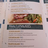 Menu - there is a vegetarian burger as well but it can't be made vegan at De Griffel Ameland in Ameland