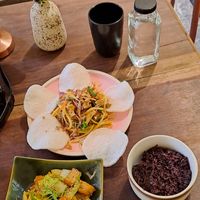 Teriyaki tofu and veg, mango salad, rice at Soul & Savor in Da Nang