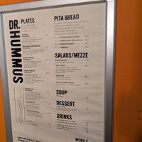 Menu at Dr Hummus in Berlin