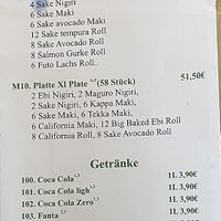 Menu sushi & drinks  at Onkel Ha Vegan in Muelheim-kaerlich