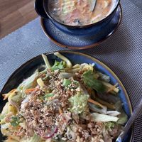 Green mango salad and tofu tom soup   at Onkel Ha Vegan in Muelheim-kaerlich