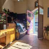 Inside view from table at Mixta Cafe in Santiago