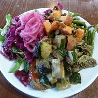Selection of vegan options from the salad bar at Segreto in Helsinki