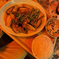 Tangy aubergine rice bowl   at Tanvan in West London