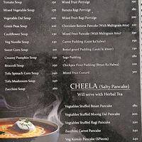 Menu at Rama Cafe in Rishikesh