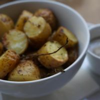 Roasted potatoes. at Cafe Pinson - Poissonniere in Paris