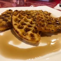 Maple drenched (rather than drizzle) vegan waffle, nice.  at Well Dressed Salad Bar and Cafe in Central Singapore