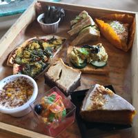 Vegan high tea set single tier at Well Dressed Salad Bar and Cafe in Central Singapore