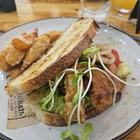 Avocado vegan chicken sandwich at Breakfast Factory in Chiang Rai