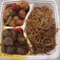 Rendang and sweet and sour pork  at Vegie Bowl Express in Boronia