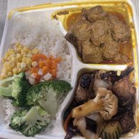 Rendang and Kung pao chicke  at Vegie Bowl Express in Boronia