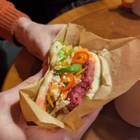 BEETROOT AND SOY SAUCE INFUSED TEMPEH at Steam Bunny in Edinburgh