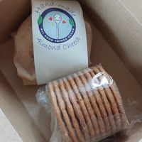 Home made almond cheese was amazing. Also enjoyed lots of other savoury goodies. at All Good Things Vegan in Paignton